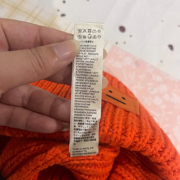 Acne Studios Orange Knit Beanie - Picture 7 of 8